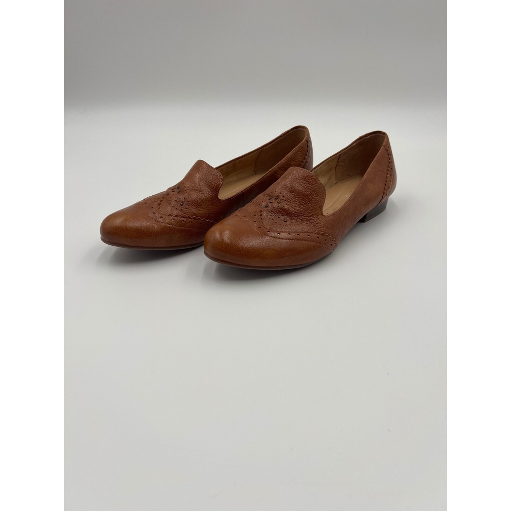 Naturalizer Lerato Cognac Brown Leather Brogue Wingtip Loafers Womens 8M